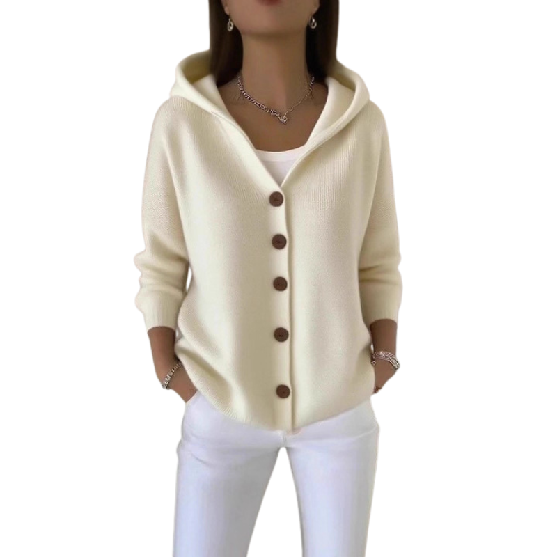 Emma™| Strickjacke mit Knöpfen und Kapuze